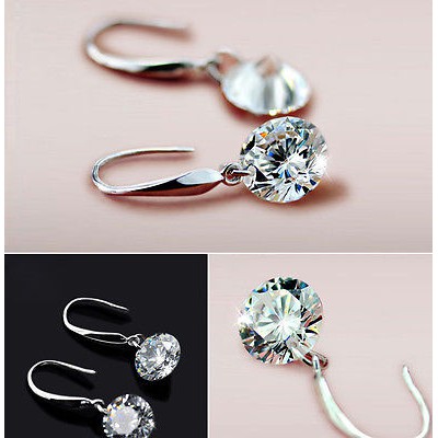 Khuyên tai mạ bạc đính đá nhân tạo lấp lánh thời trang