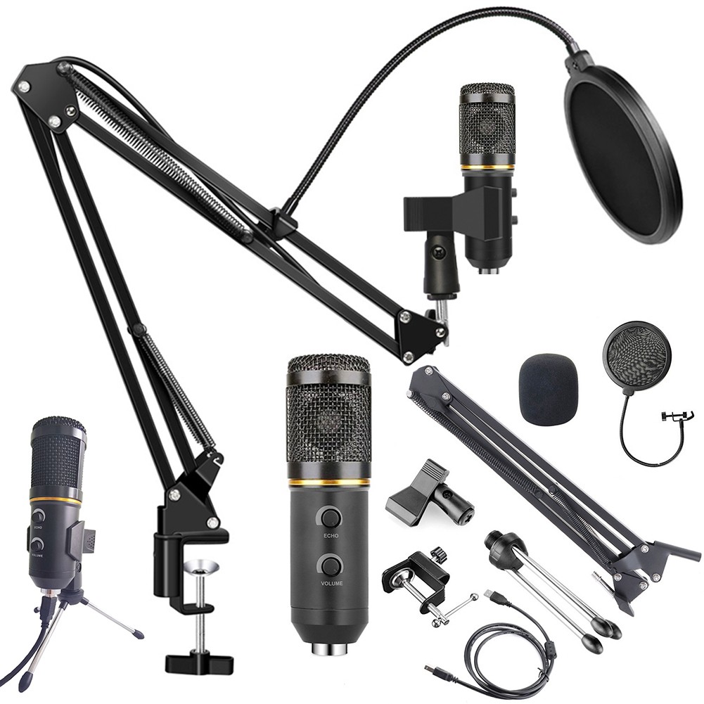 BM800 condenser microphone USB microphone computer recording microphone with tripod，Multifunctional Wired Cardioid Mic