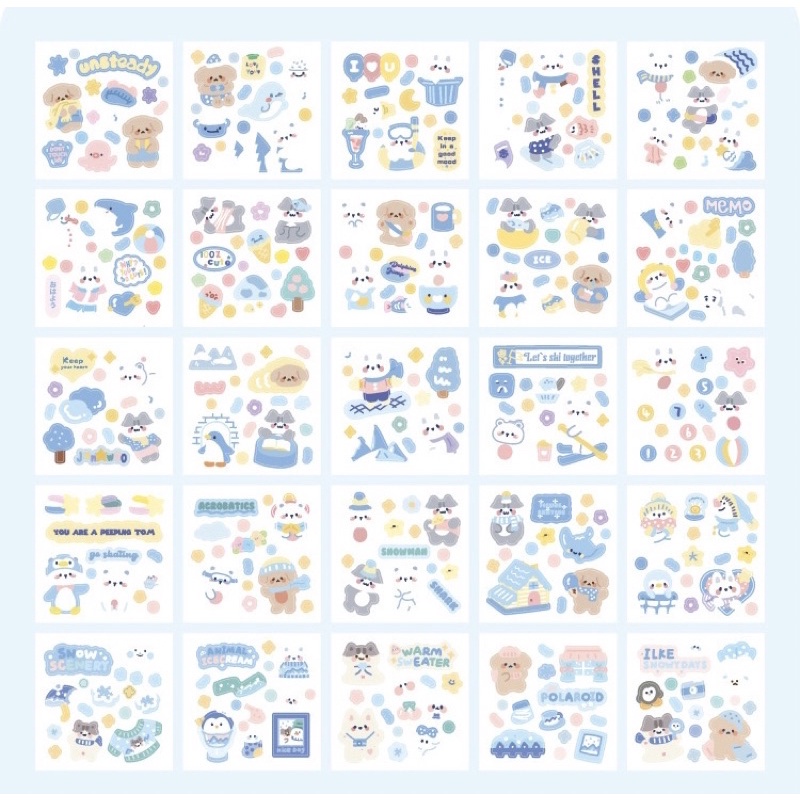 Sticker cute/Set 10 tấm sticker hình dán dễ thương Polaroid trang trí sổ planner bullet journal Hàn Quốc Tẻn Tẻn
