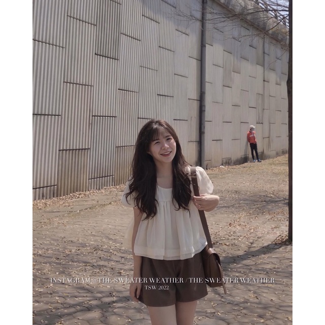 Set áo babydoll buộc nơ sau tơ mềm Pea Store