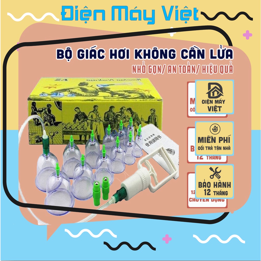 [Hàng Loại 1] Bộ Giác Hơi Không Cần Lửa 12 Ly Kèm 1 Ống Bơm Chuyên Dụng.Bộ giác hơi 12 món không dùng lửa.