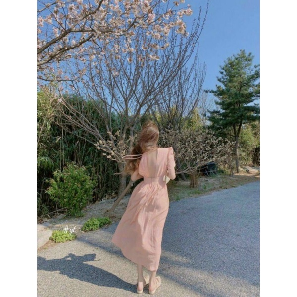 Váy midi voan form dài hở lưng sexy