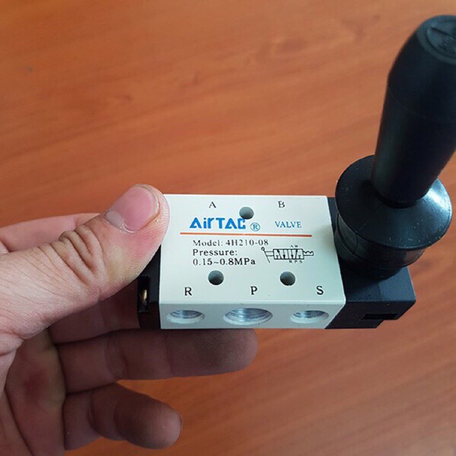 Van tay gạt khí nén 4H210-08 airtac, van diều khiển xi lanh khí nén, van gạt điều khiển xi lanh hơi ben khí ben hơi