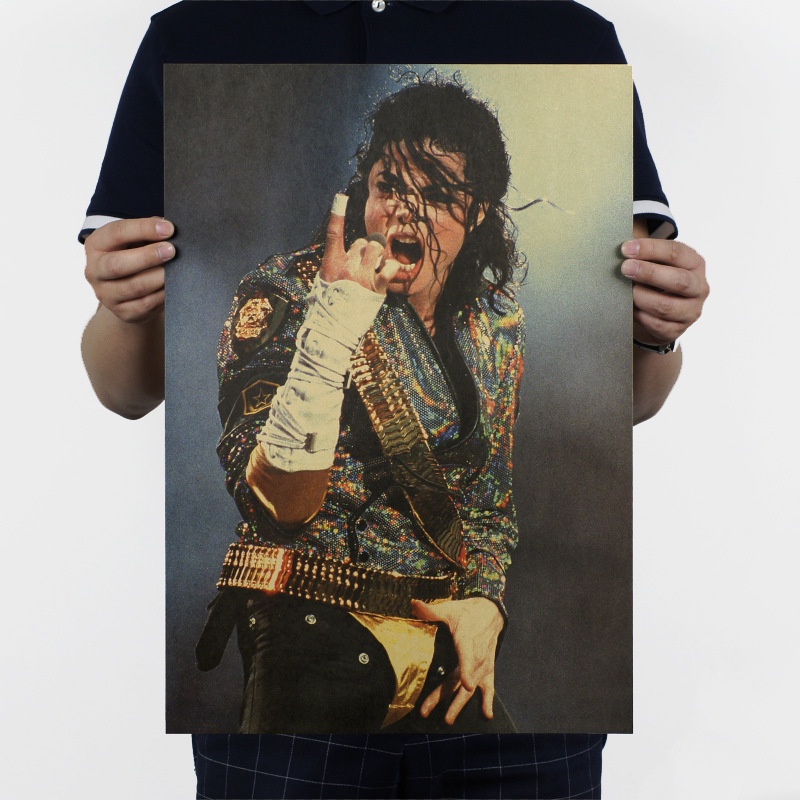Áp phích hình Michael Jackson phong cách hoài cổ 51x36cm