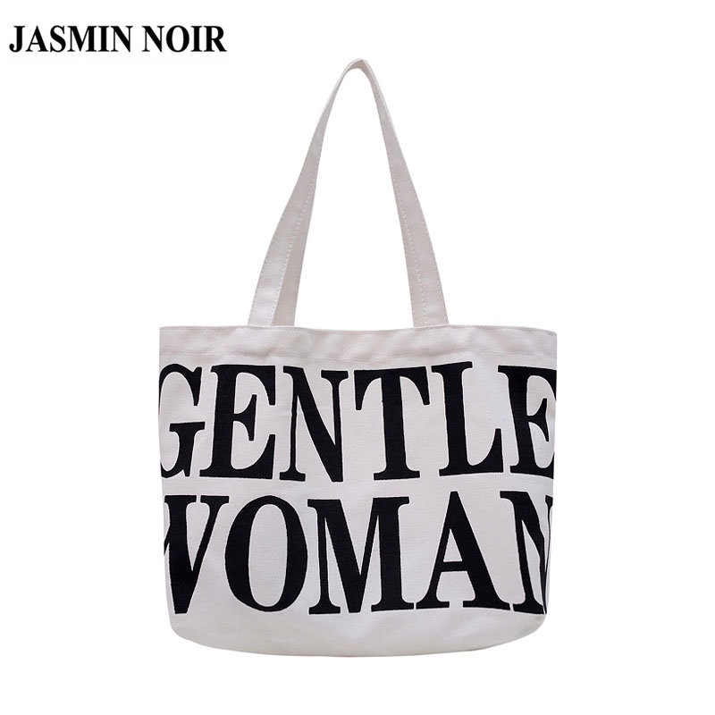 Túi xách tay đeo vai JASMIN NOIR vải canvas sức chứa lớn thời trang đơn giản dành cho nữ
