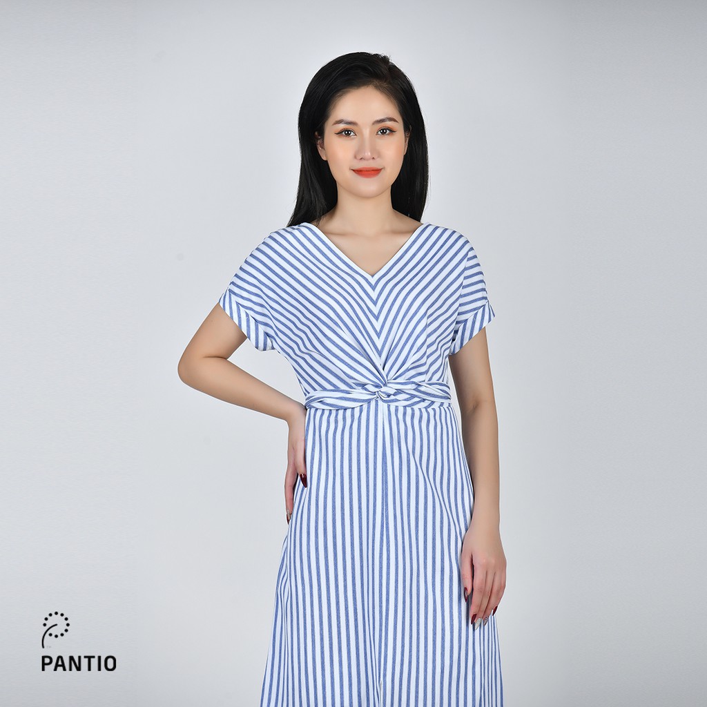 Đầm dạo phố chất liệu thô họa tiết kẻ dáng suông FDP32763 - PANTIO