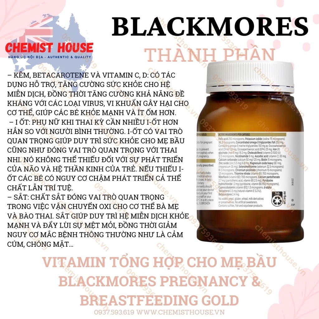 Vitamin tổng hợp cho mẹ bầu Blackmores Pregnancy & Breastfeeding Gold