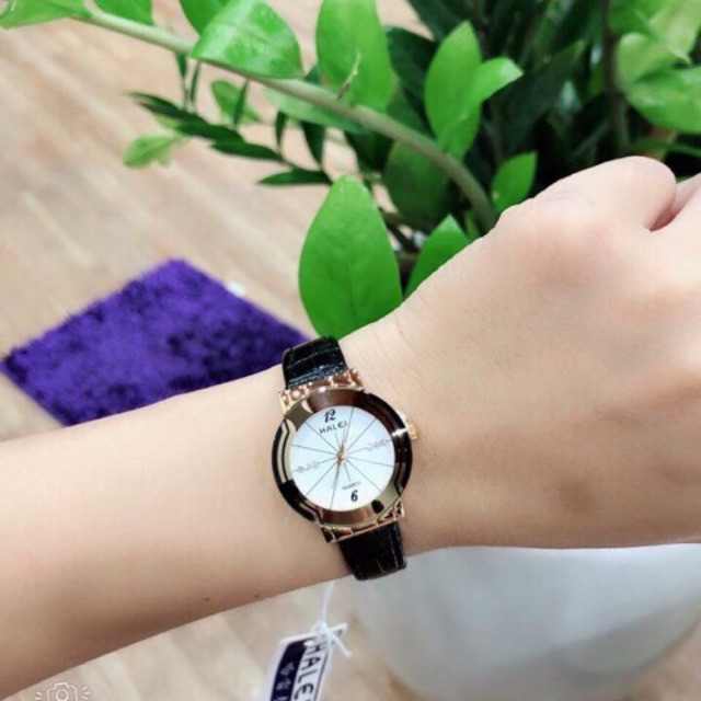 Đồng hồ nữ halei dây da cao cấp