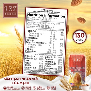 [DATE T6/2023] Thùng Sữa hạt Hạnh nhân Lúa mạch 137 Degrees hộp 1L (12 hộp)