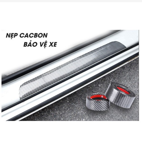 Nẹp chống xước bước chân cửa xe ô tô xe hơi mạ cacbon cao cấp