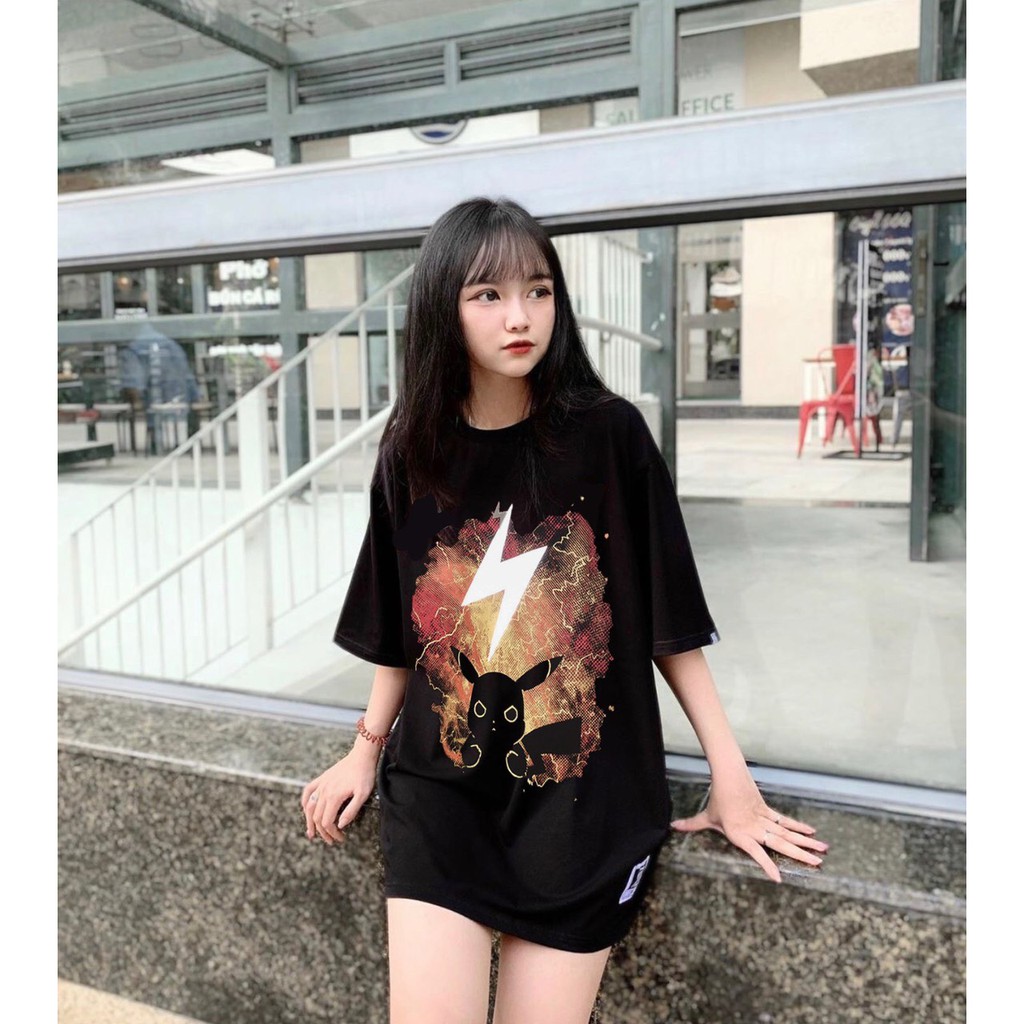 Áo thun PIKACHU SẤM SÉT from rộng unisex tay lỡ cao cấp hot trend 1Kenz