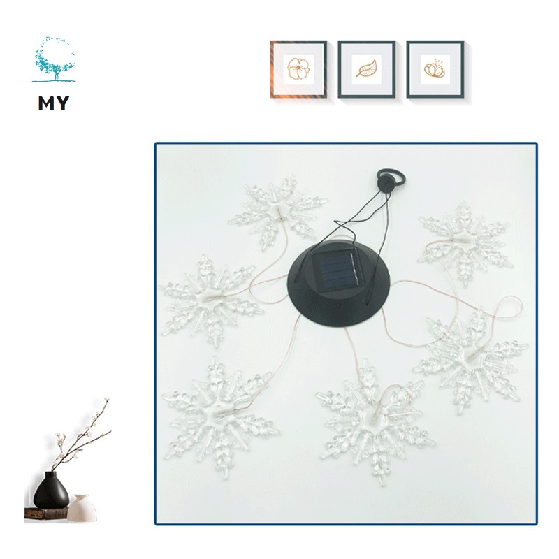 Solar-Powered Snowflake Shape Light Waterproof Colorful Hanging Lamp for Home Gadern Decoration