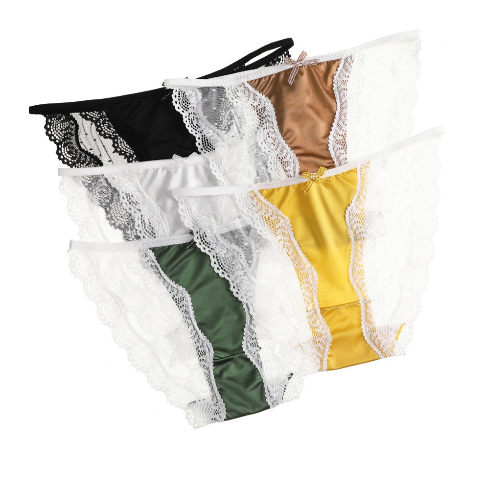 Quần lót lụa satin phối ren gợi cảm 2312