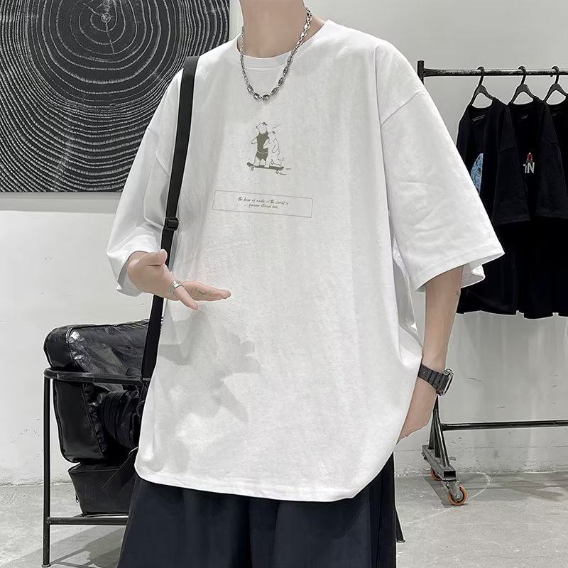 Áo Thun Dáng Rộng In Họa Tiết Hoạt Hình Phong Cách Hồng Kông Thời Trang Cho Nam Và Nữ [M-8XL]