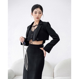 Set vest croptop chân váy cut out eo✨