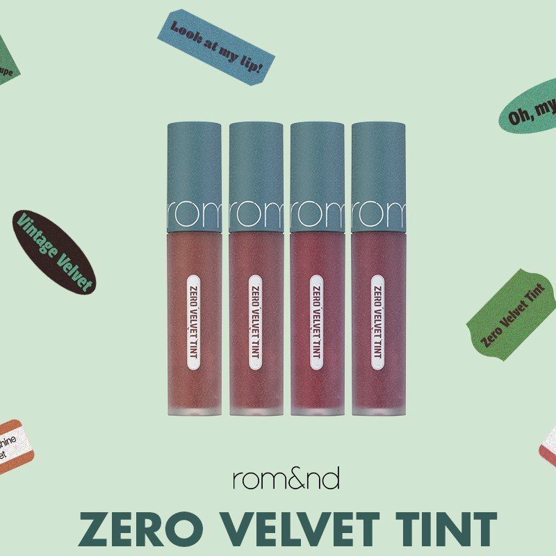 [Rom&amp;nd] [Vitage Series] Son kem lì, lên màu chuẩn, mịn môi Hàn Quốc Romand Zero Velvet Tint 5.5g