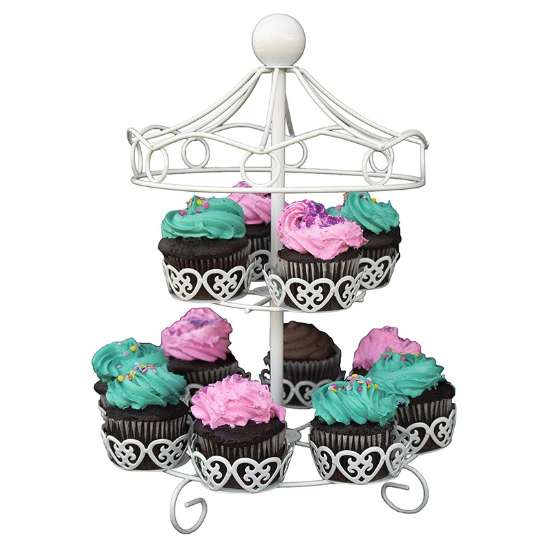 Giá Đỡ Bánh Cupcake 2-12 Vòng Quay Ngựa Gỗ Dùng Trưng Bày Trong Tiệc Cưới