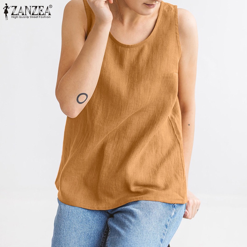 Zanzea Áo Hai Dây Cổ Tròn Màu Trơn Thoải Mái Thời Trang Cho Nữ