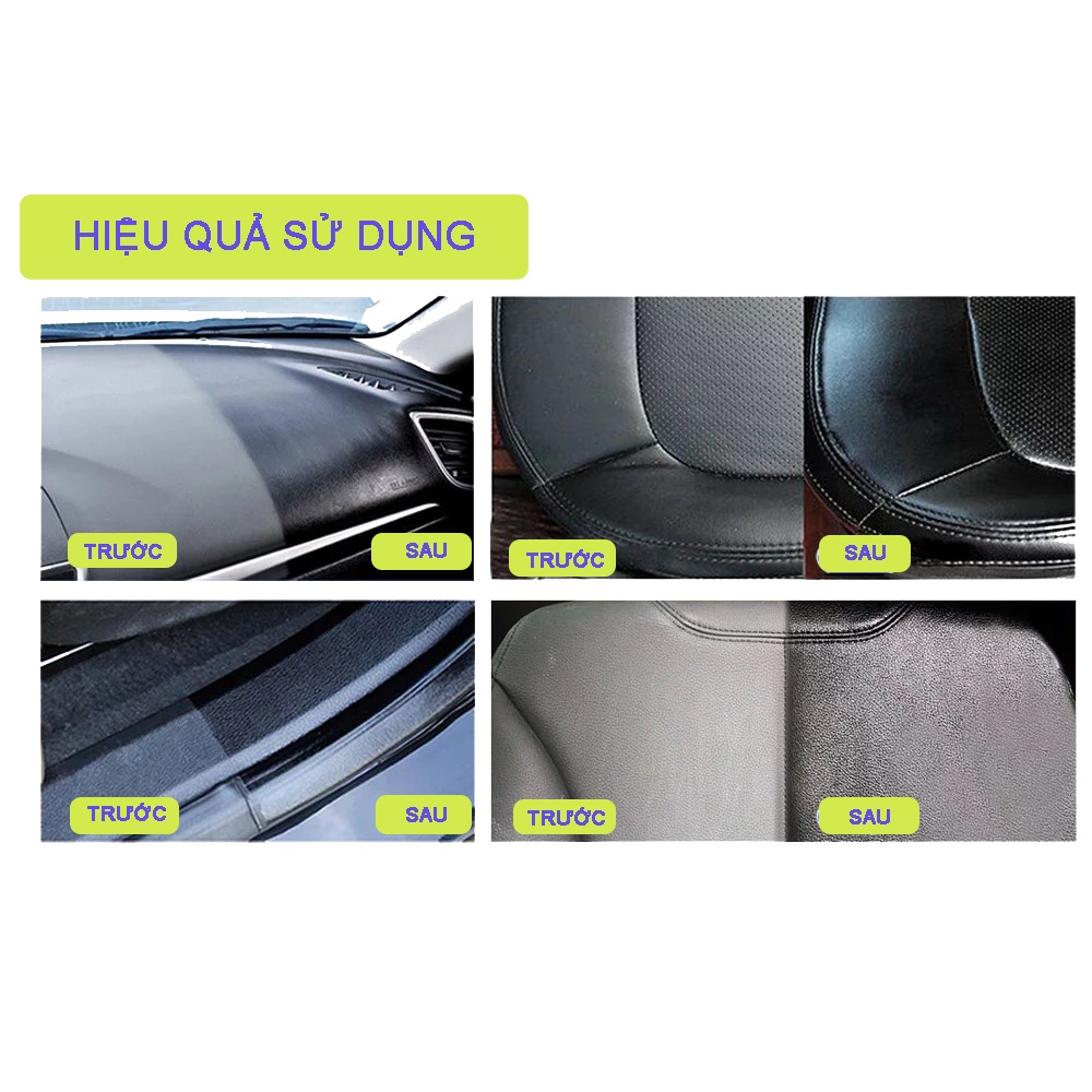 COMBO 2 Chai dỡng nhựa và phục hồi nhựa nhám xe máy bạc màu - Làm mới nhựa đen, ghế da, taplo nội thất xe