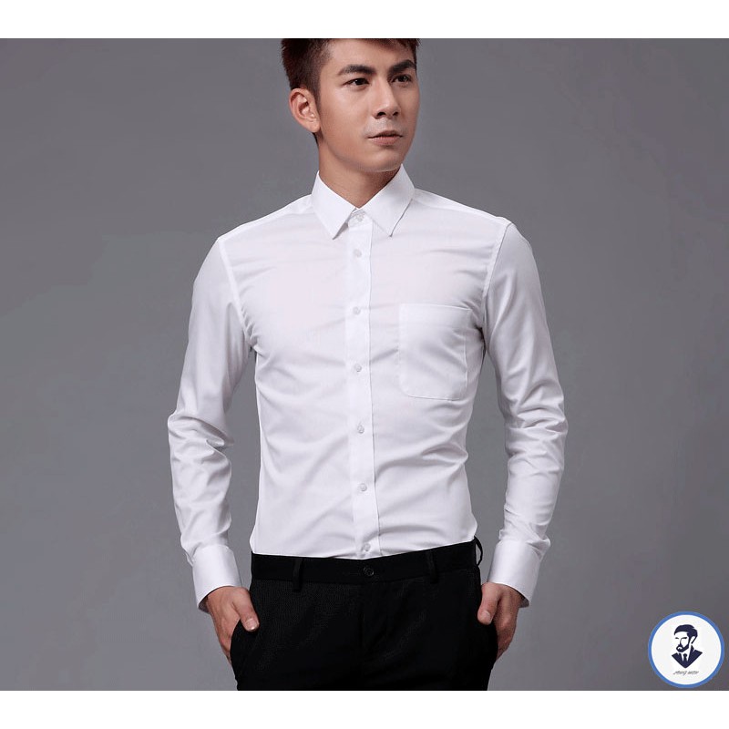 [SM9] Áo sơ mi nam trắng có túi, phong cách công sở, năng động trẻ trung