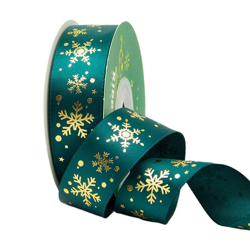 Cuộn Dây Ruy Băng Họa Tiết Bông Tuyết Giáng Sinh 25 Yards
