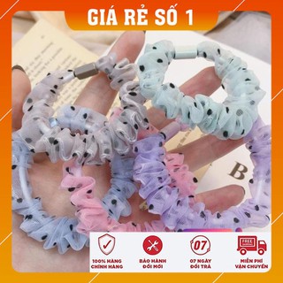 [FREESHIP - HÀNG LOAI 1] Buộc tóc, cột tóc vải Scrunchies Chấm bi mini