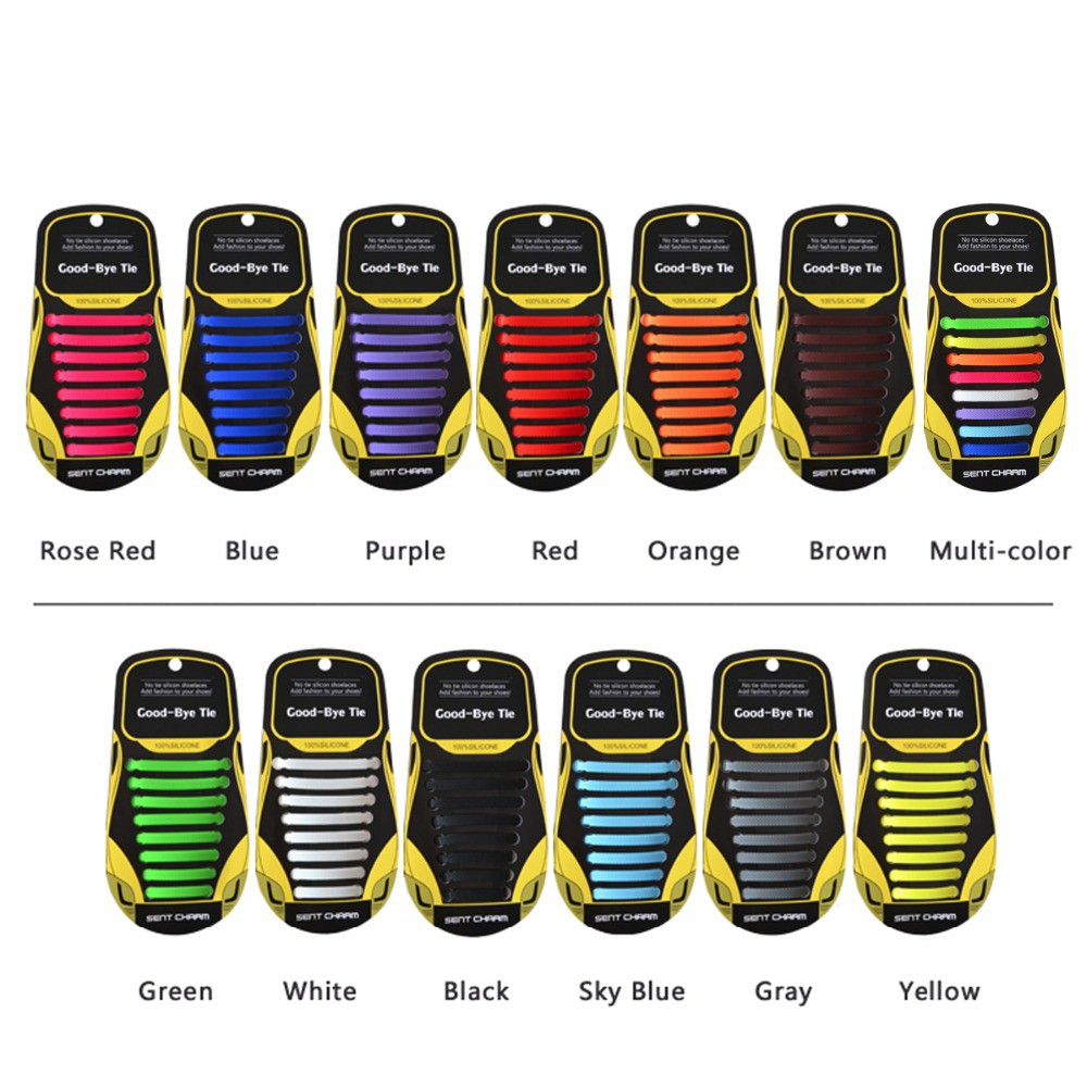 Bộ 16 dây giày cao su thông minh Sent Charm nhiều màu hỗn hợp dễ làm sạch phù hợp mọi loại giày
