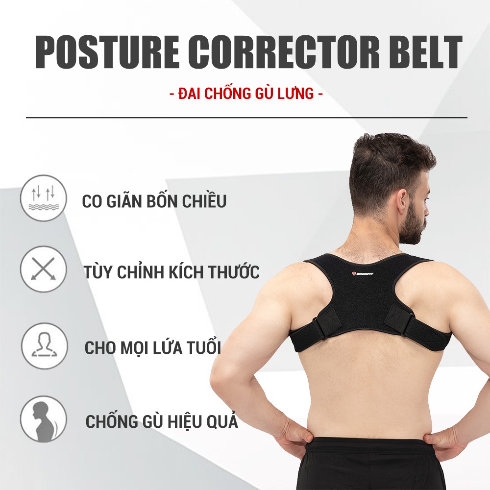 Đai chống gù lưng nam, nữ chính hãng GoodFit đai định hình cơ thể chất liệu bền, thoáng khí GF711P