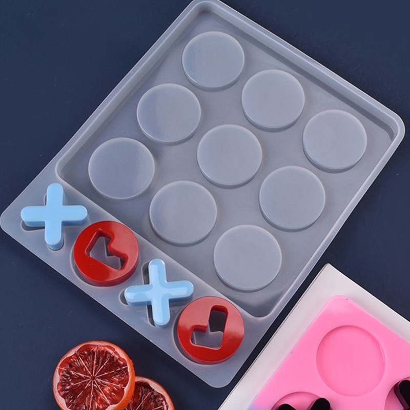 ONG Tic Tac Toe Game Resin Molds, Silicone XO Chess Board Epoxy Resin Mold DIY Craft for Kids and Adults