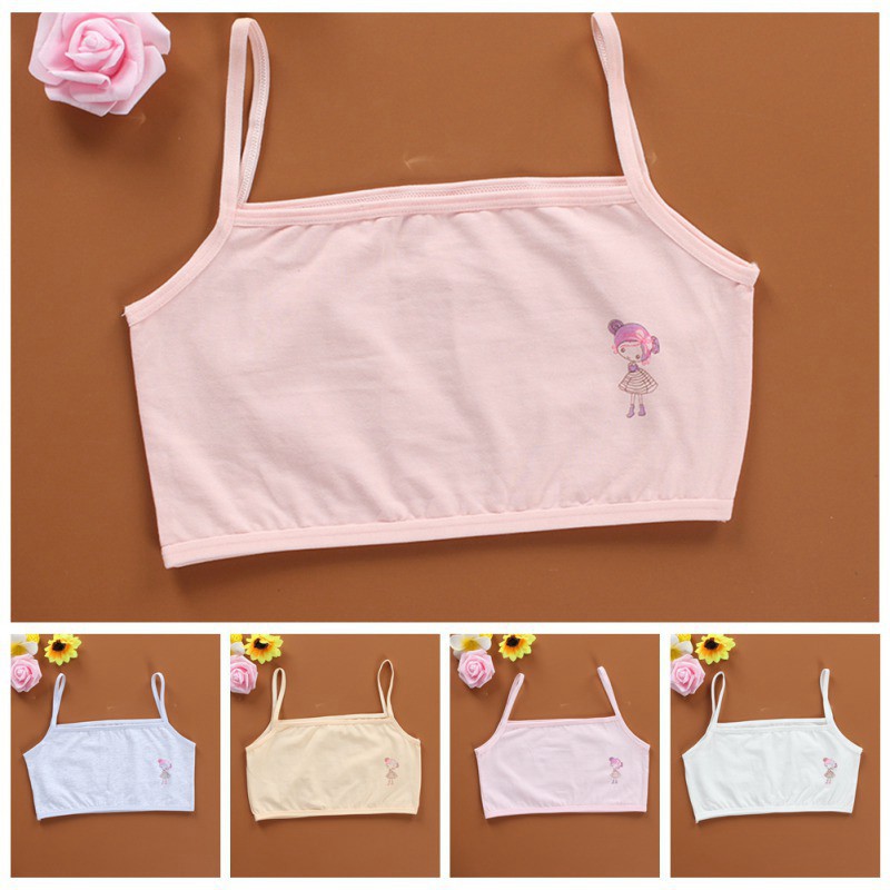 Áo Ngực Không Đường May Vải Cotton Mềm Cho Bé Gái