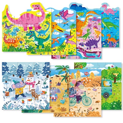 Đồ Chơi Xếp Hình Bằng Gỗ  Puzzle 4 Cấp Độ Từ Dễ Đến Khó 12,16,24,32 Miếng Theo Chủ Đề Cho Bé BEEKIDS