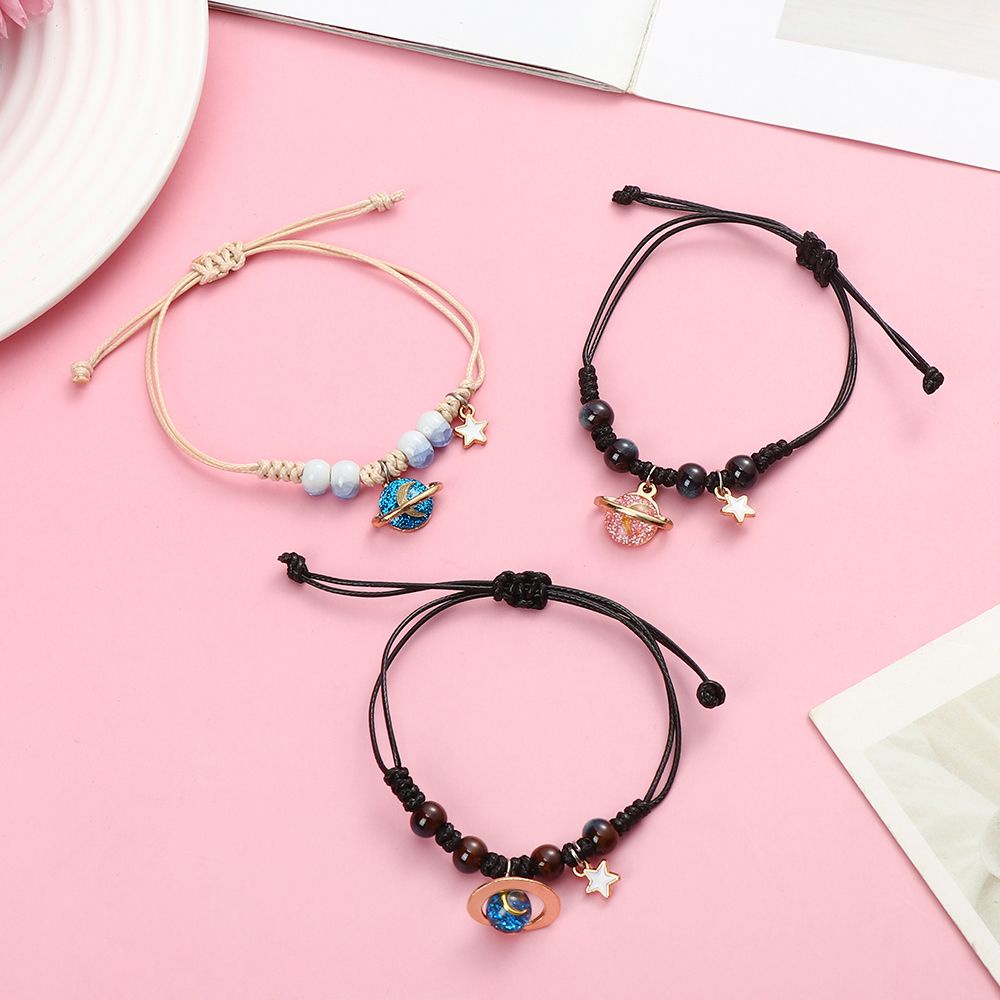 Vòng Tay Dây Bện Mặt Hình Hành Tinh Vũ Trụ Mihan Làm Bằng Thủ Công Nhiều Màu Sắc Làm Bằng Tay Cho Cặp Đôi/Học Sinh