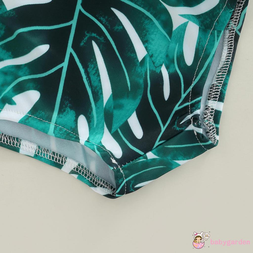 Bộ Đồ Bơi Một Mảnh Không Tay Cổ Chữ V In Họa Tiết Lá/Lá/Kẻ Sọc Ca Rô Thời Trang Mùa Hè Cho Bé Gái Từ 6 Tháng Đến 4 Tuổi