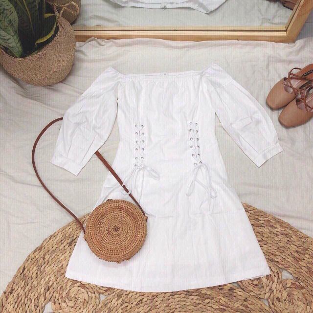 [ BEST SELLER VỀ LÀ HẾT] ĐẦM TRẮNG TRỄ VAI ĐAN EO | BigBuy360 - bigbuy360.vn