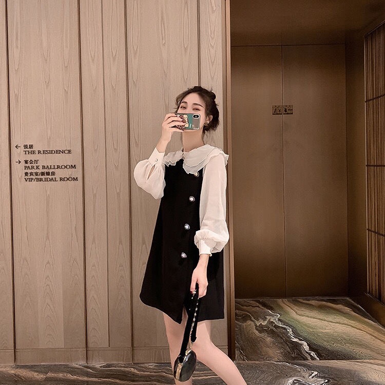 Đầm Voan Dài Tay Dáng Rộng Thời Trang Mùa Thu Pháp Dành Cho Nữ