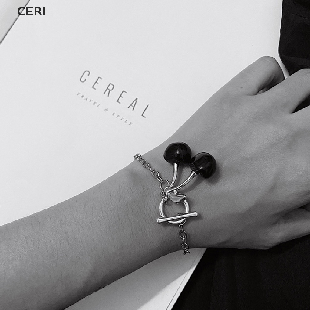 Vòng Cổ Dây Xích Bằng Thép Không Gỉ Mặt Quả Cherry Thời Trang Harajuku Gothic Punk Mới