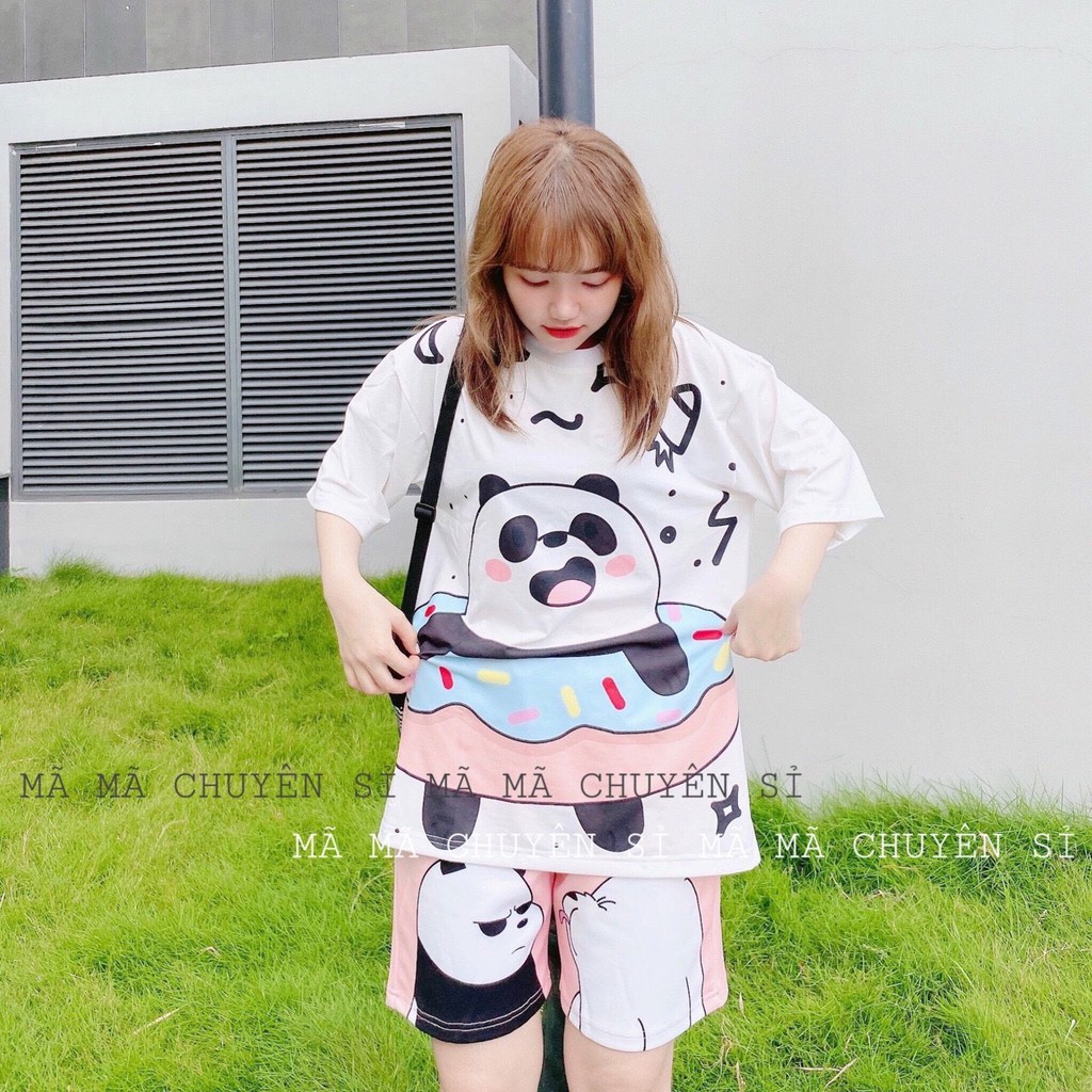 Set đồ bộ hoạt hình ❤️ Bộ mặc nhà Cartoon QUẦN GẤU TRÚC Freesize nam nữ Molly Fashion