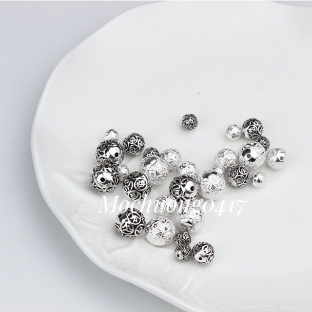 ✅ BÁN SỈ ✅ Charm bi bạc 8, 10mm hàng đẹp - Bạc chuẩn loại 1, PH083