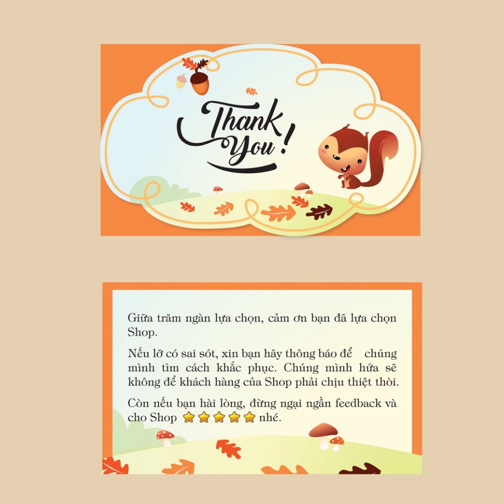 Thank you card, in thiệp cảm ơn theo yêu cầu dành cho các cửa hàng, nhiều mẫu siêu cute (95-100card/hộp)