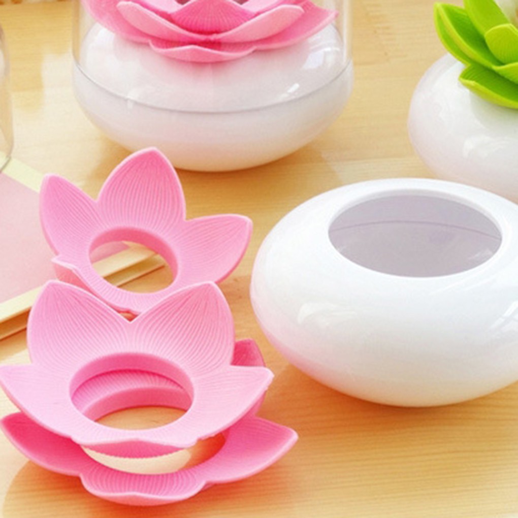 Hộp hình hoa sen đựng tăm tre và tăm bông