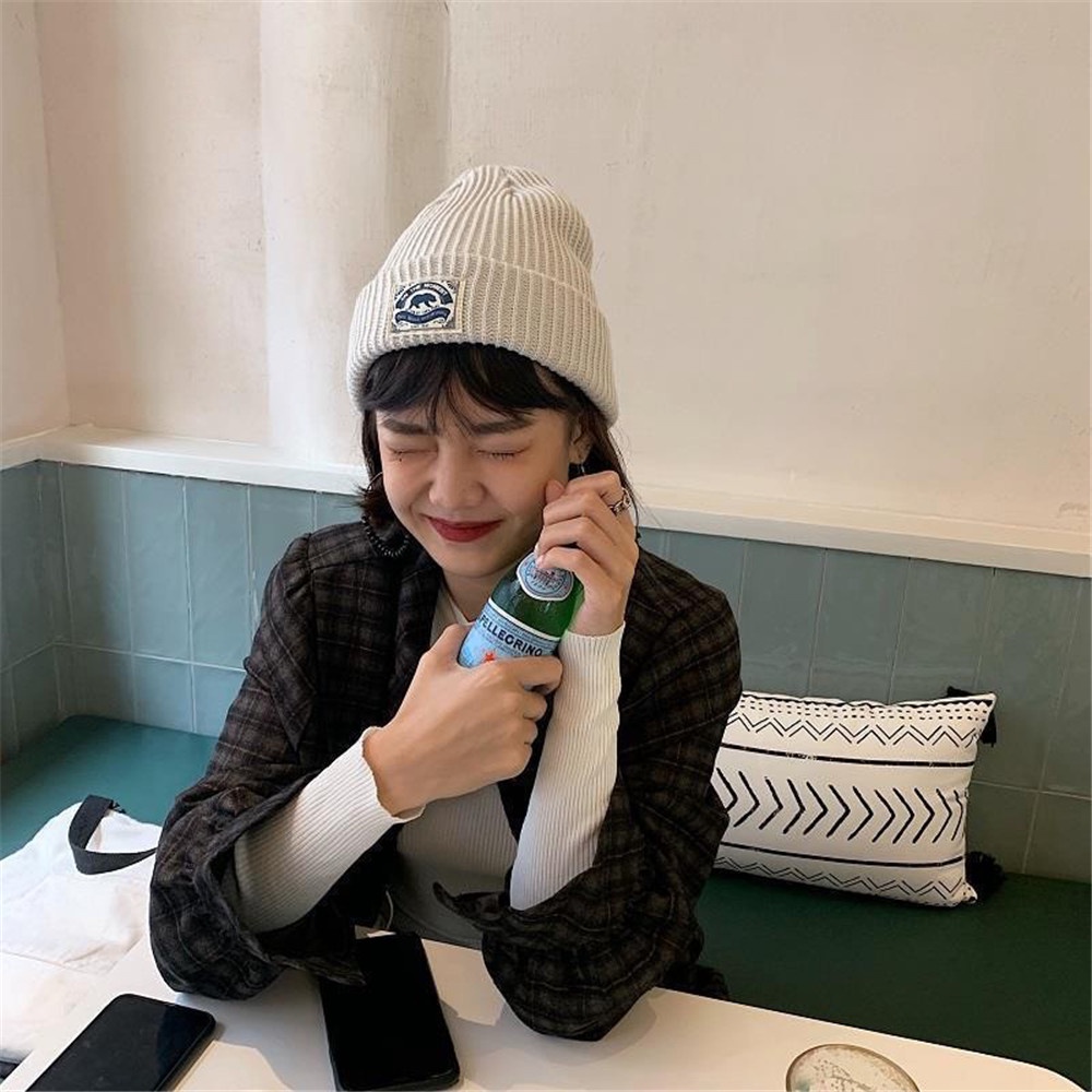 Nón len dệt kim giữ ấm phong cách Hàn Quốc thời trang thu đông