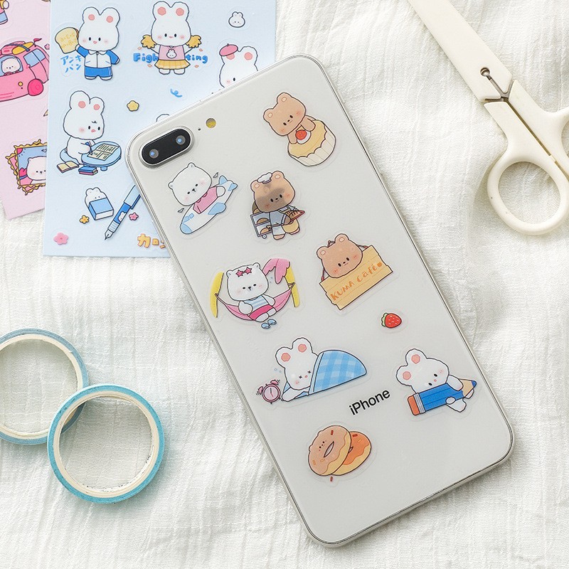 1 tờ sticker gấu/thỏ đáng yêu