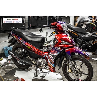 Tem trùm Sirius Fi cá mập đỏ đen shark - Độ dán team trùm decal xe máy Sirius Fi cá mập đỏ đen shark - Team trùm decal x