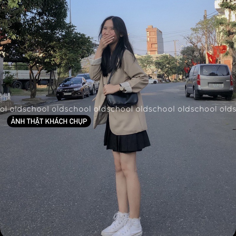 ÁO BLAZER NÂU TÂY HÀN QUỐC 2 LỚP (ảnh thật/sẵn/video)