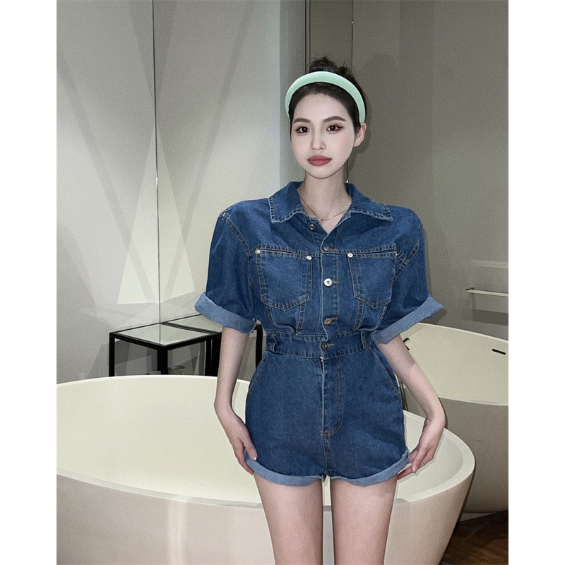 Jumpsuit bò nữ, bộ jean bò liền cho nữ