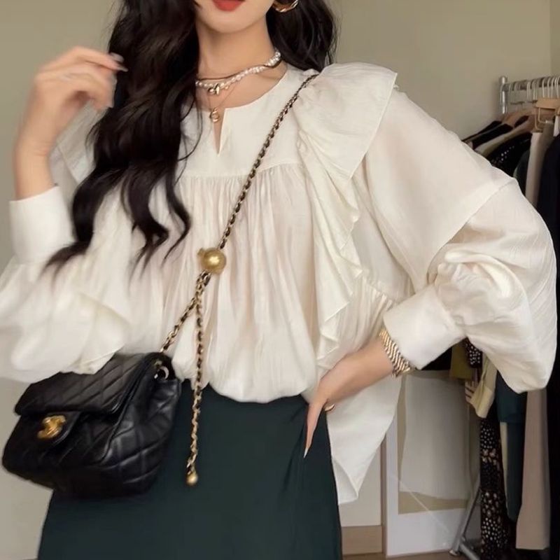 (ORDER TAOBAO) Áo sơ mi nữ tiểu thư vai bèo dài tay phong cách hàn quốc trẻ trung nữ tính mẫu mới 2022(kèm ảnh thật)