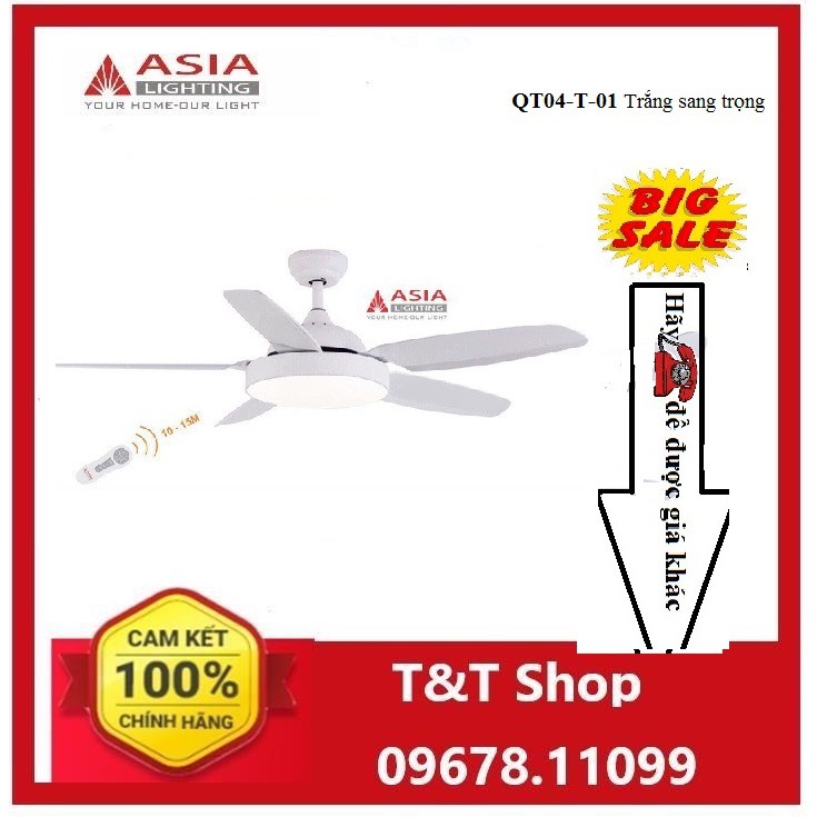 Quạt trần đèn cao cấp QT04-T-01 Asia