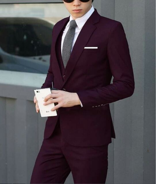 Bộ vest nam màu đỏ đô