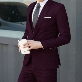 Bộ vest nam màu đỏ đô
