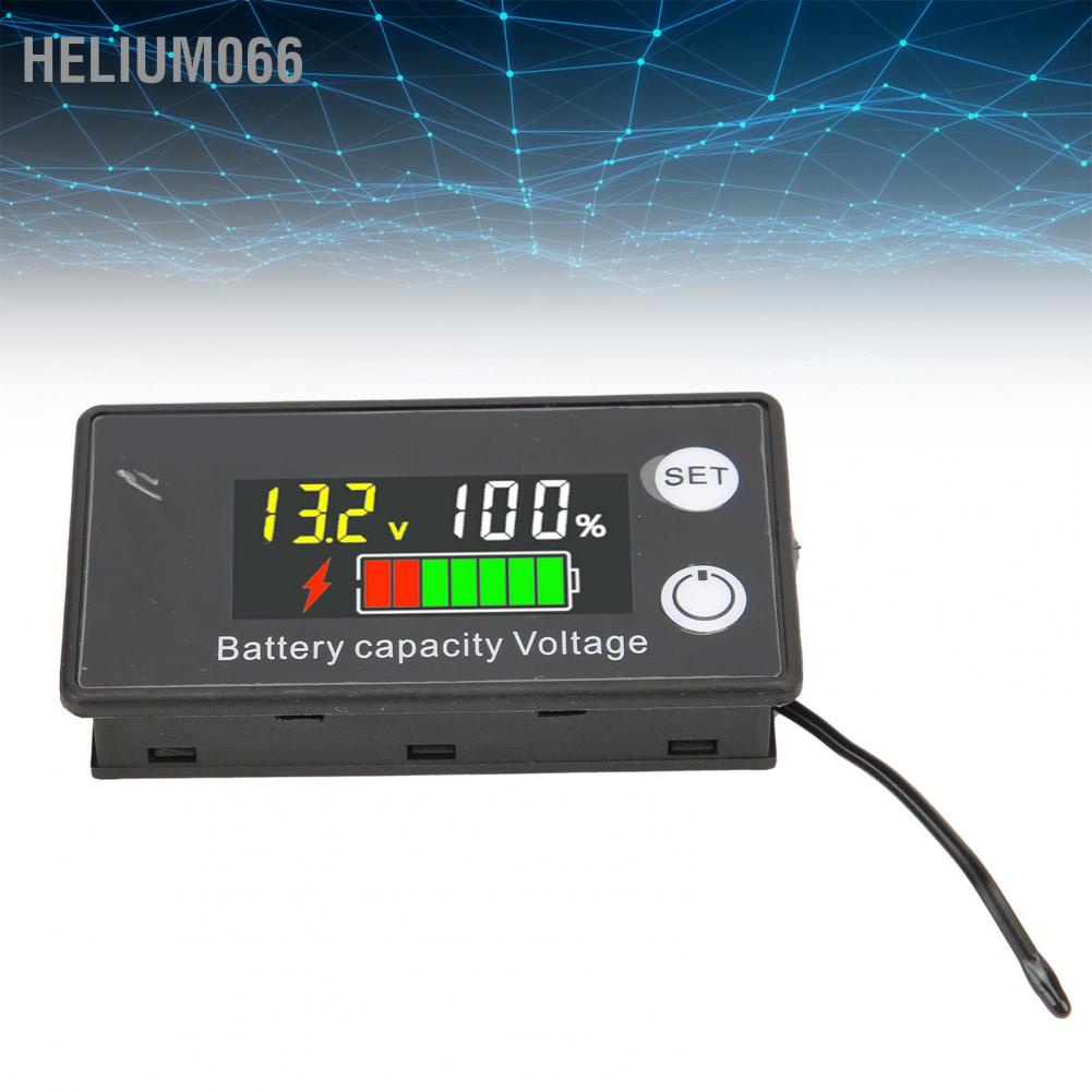 Helium066 Battery Capacity Tester LCD Color Screen DC Voltmeter with Alarm Temperature Function for Electromobile 8-100V
